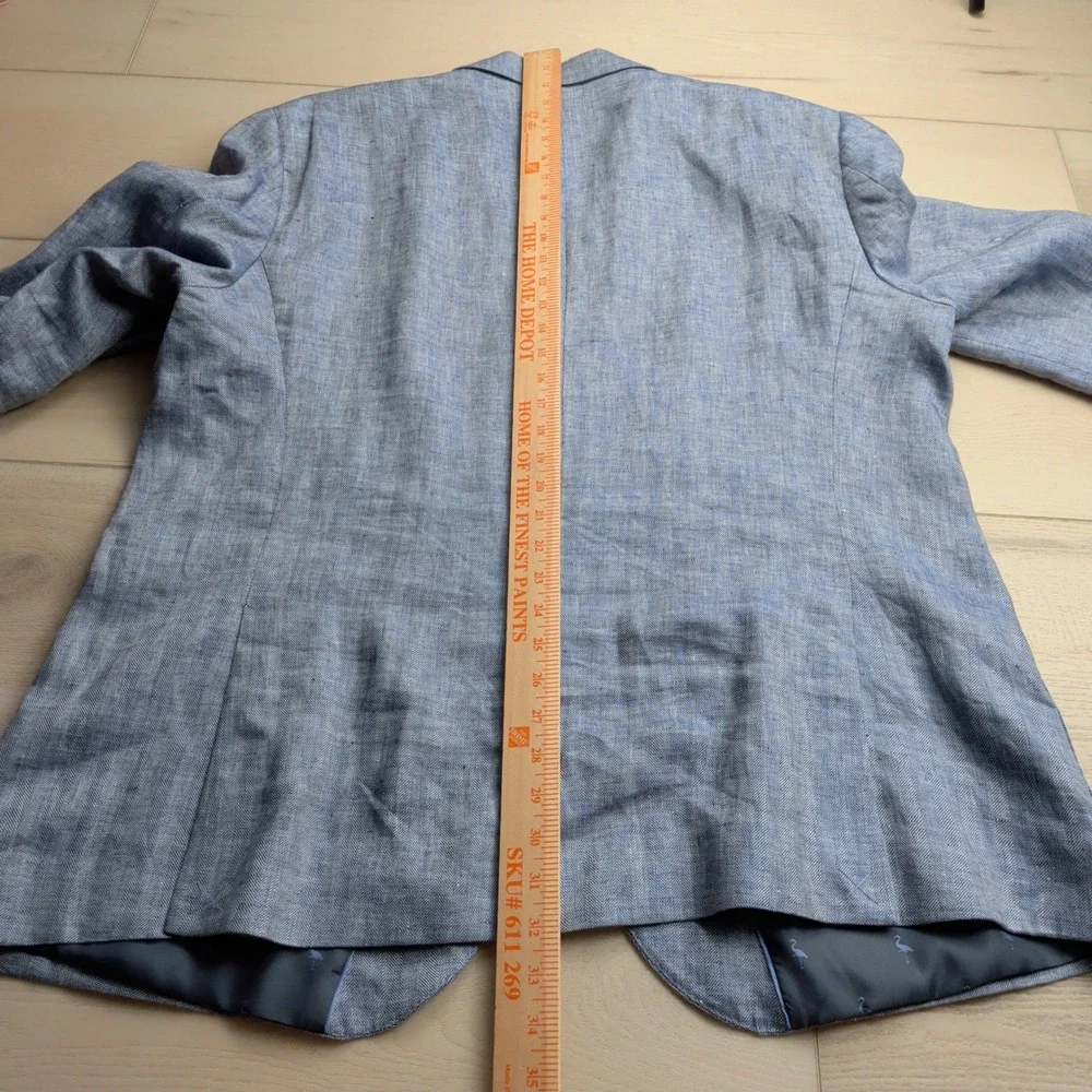 Tailorbyrd Collection 100%‎ Linen Blazer Sport Coat Mens 50R Blue Herringbone